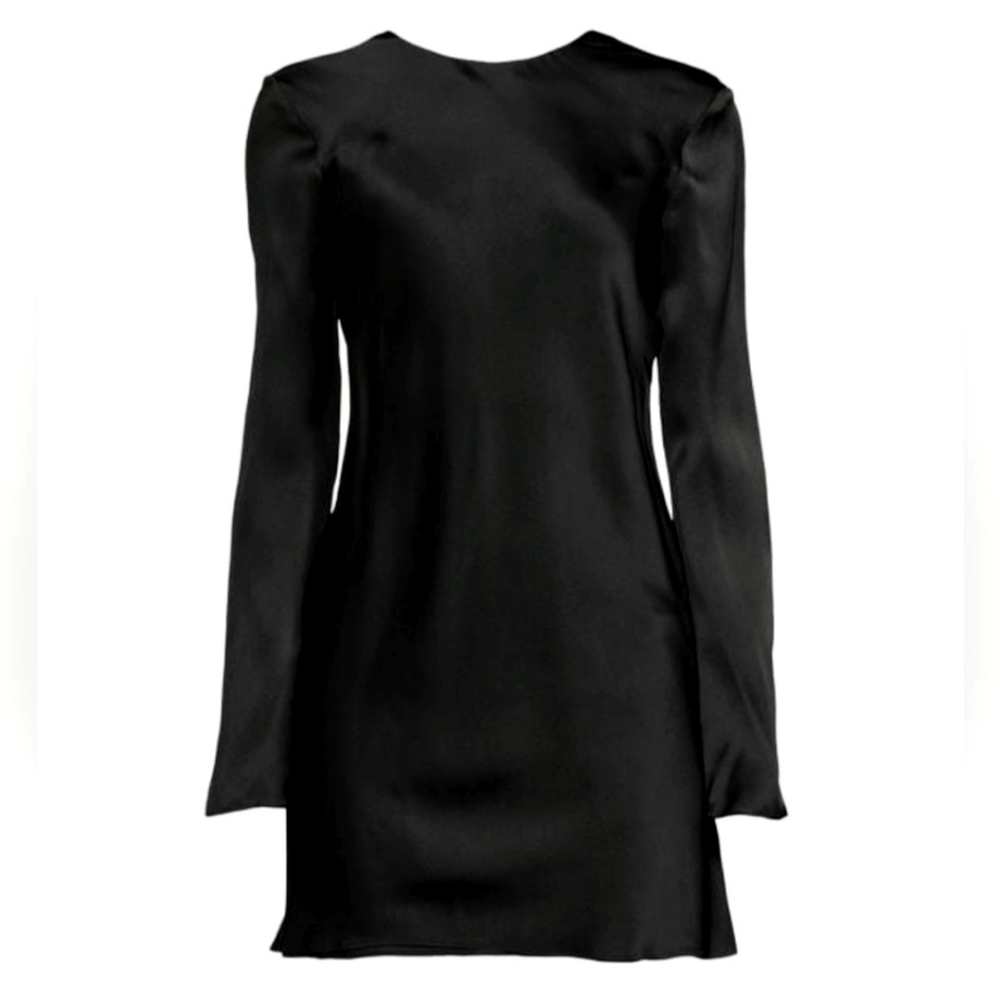 NEW Amanda Uprichard Charnas Black 100% Silk Dress | Size Large - Picture 7 of 8